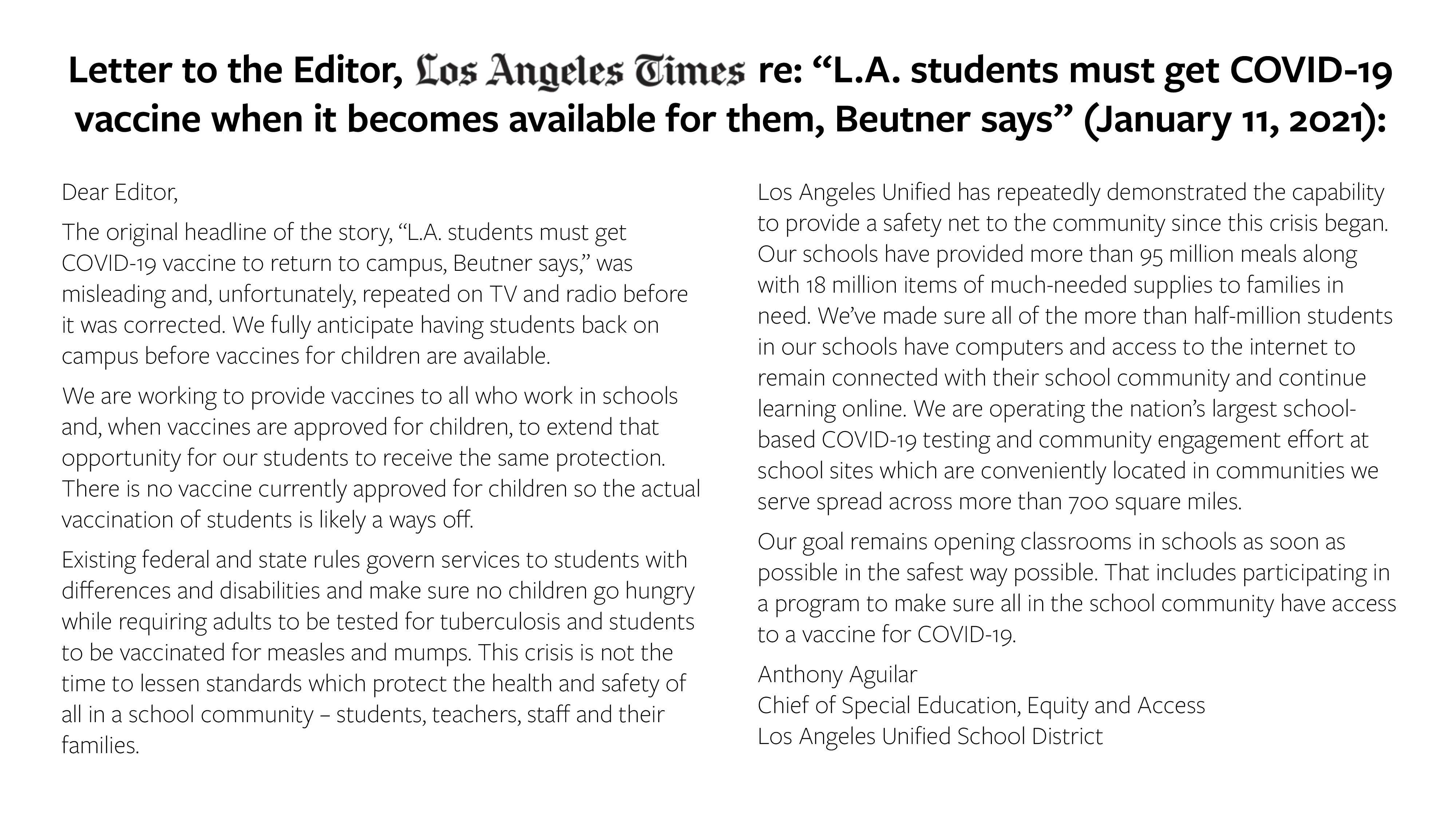 Letter to the editor 